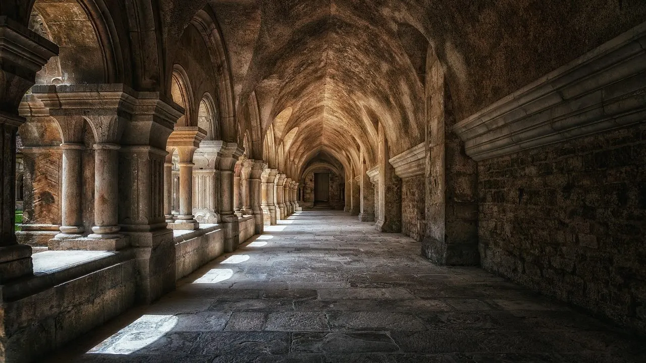 A vaulted stone cloister in low light — a database only as secure as the walls built around it.